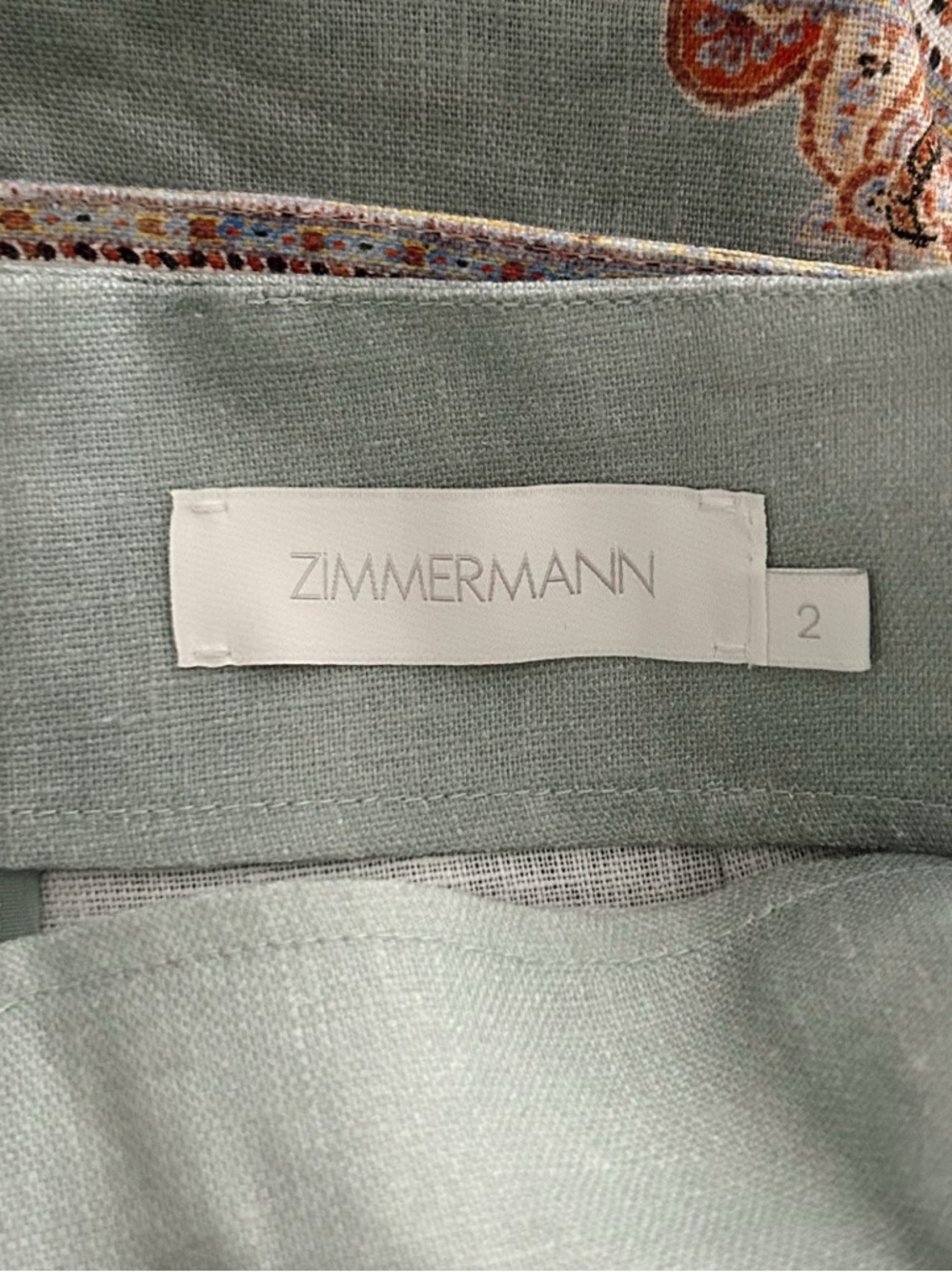 Zimmermann Devi Mint Paisley High-Waist Shorts with Woven Belt - Picture 7 of 8